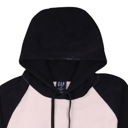 GAP Men's Black Beige Pullover Hoodie Size L Fleece Cotton Blend