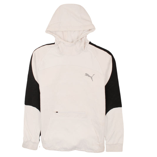 Puma Men's Beige Pullover Hoodie L Logo Sportswear