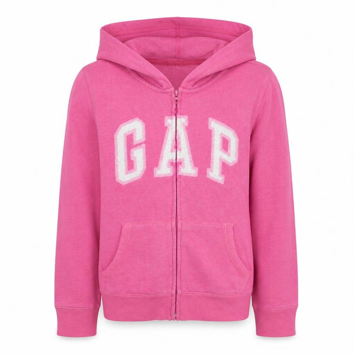 Gap Girls Pink Full Zip Hoodie Size 14-16 Years Logo Sequin Casual Sweatshirt