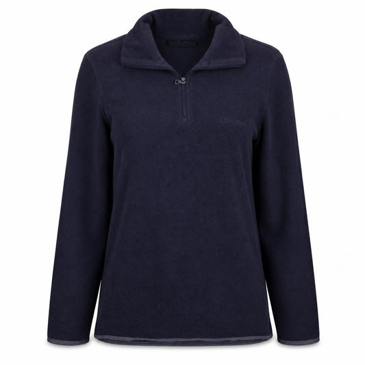 Front view of Lotto women’s navy blue xs fleece 1/4 zip pullover sweatshirt