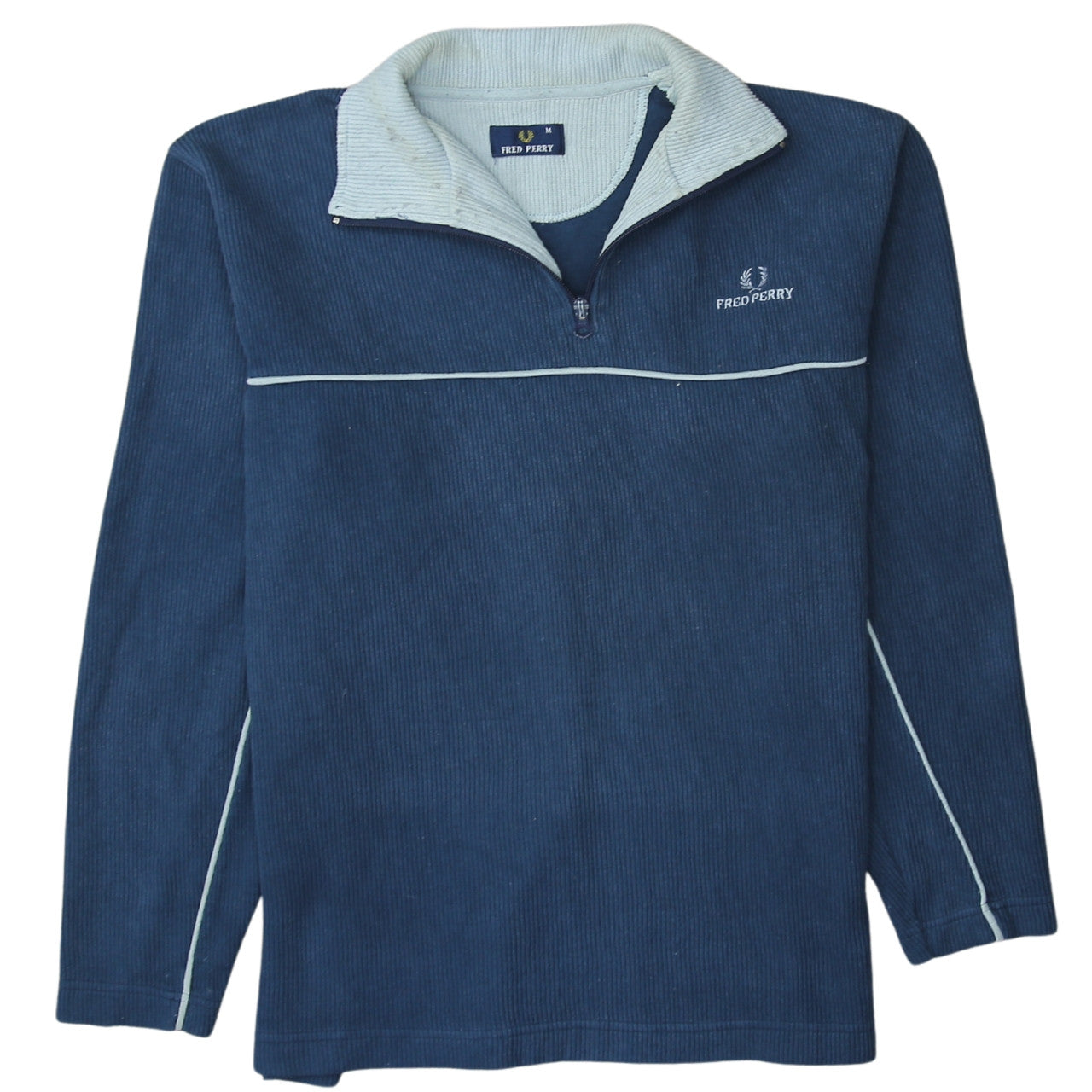Fred Perry Men's Blue M 1/4 Zip Corduroy Sweatshirt