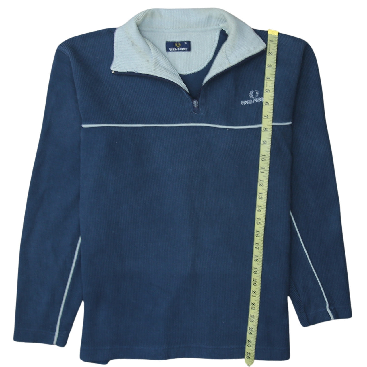 Fred Perry Men's Blue M 1/4 Zip Corduroy Sweatshirt