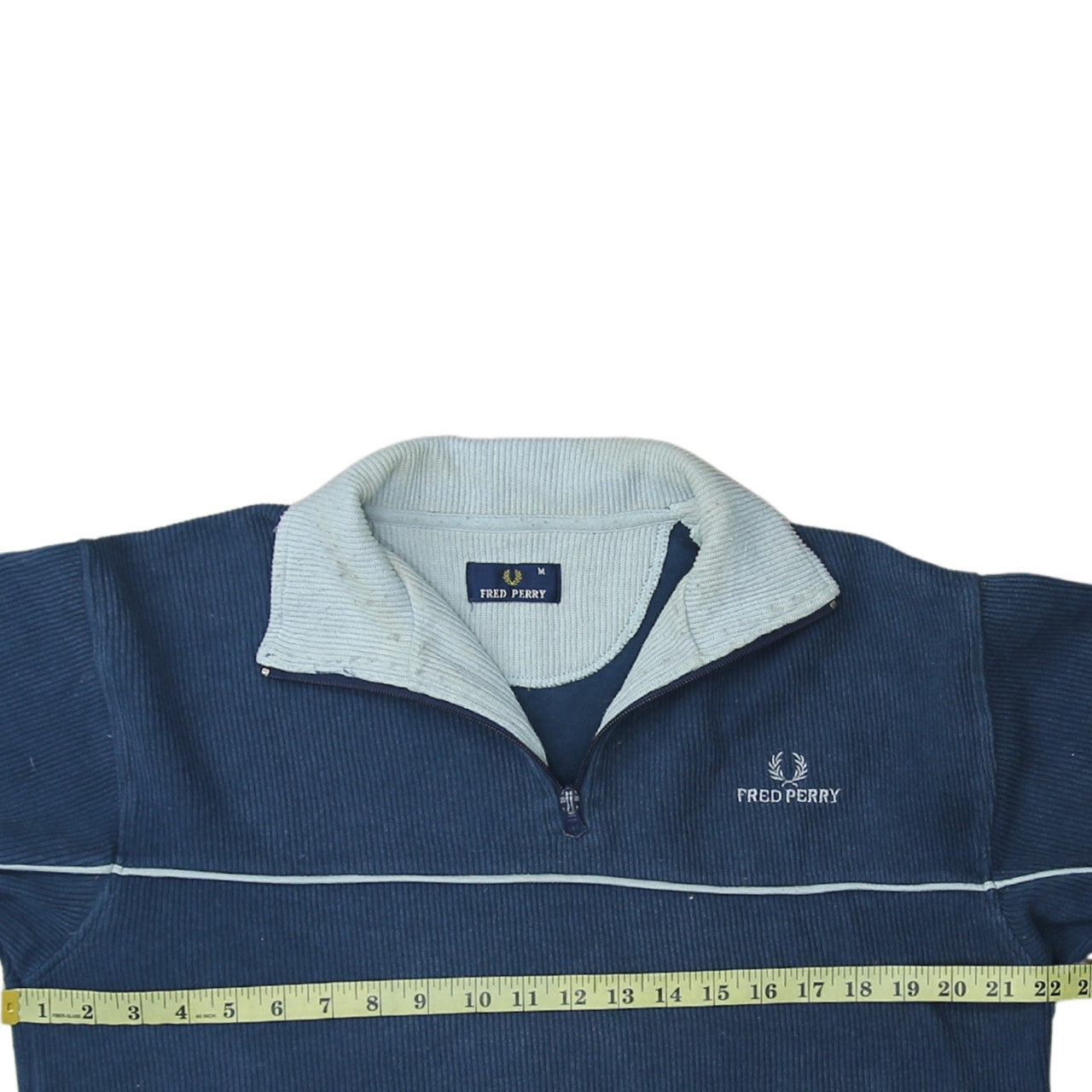 Fred Perry Men's Blue M 1/4 Zip Corduroy Sweatshirt