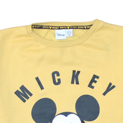 Disney Women's Yellow Mickey Mouse Pullover Sweatshirt Size S
