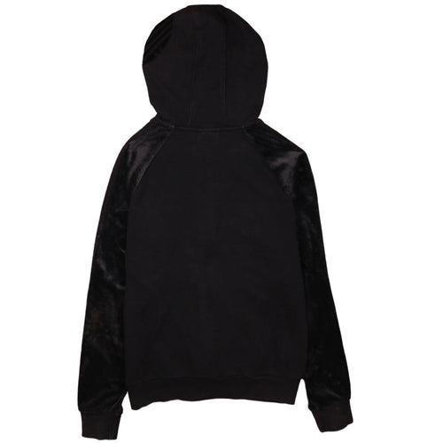 Adidas Womens Black Full Zip Hoodie Size 10 Velour Trim