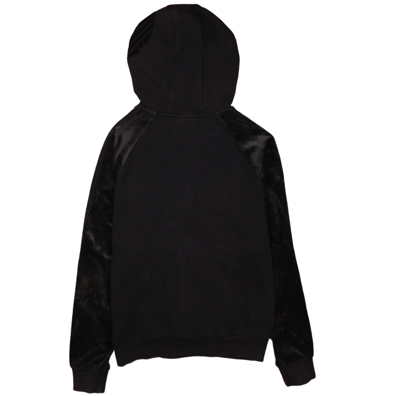 Adidas Womens Black Full Zip Hoodie Size 10 Velour Trim