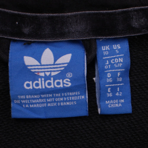 Adidas Womens Black Full Zip Hoodie Size 10 Velour Trim