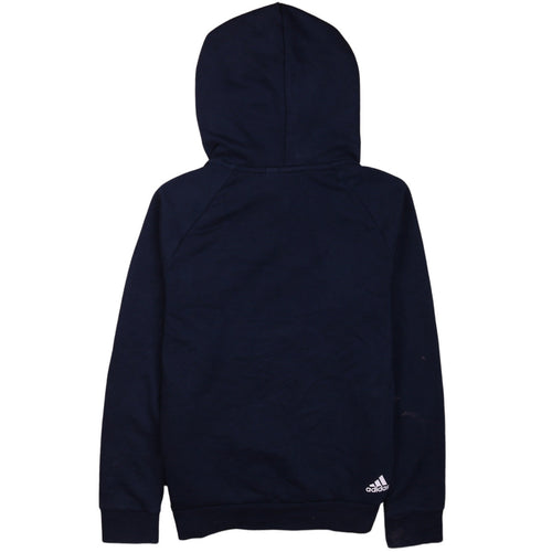 Adidas Womens Navy Blue Pullover Hoodie S Logo Print Sportswear