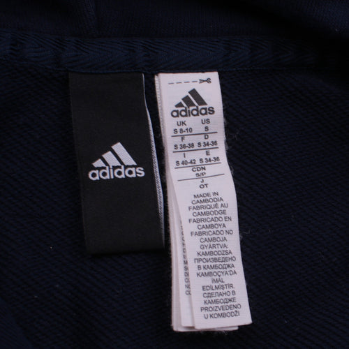 Adidas Womens Navy Blue Pullover Hoodie S Logo Print Sportswear