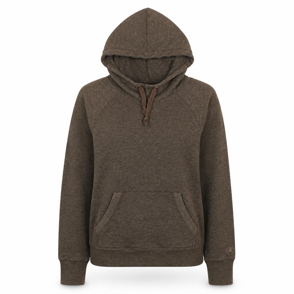 Front view of Champion Women’s Brown Small Pullover Hoodie Authentic Cotton Blend