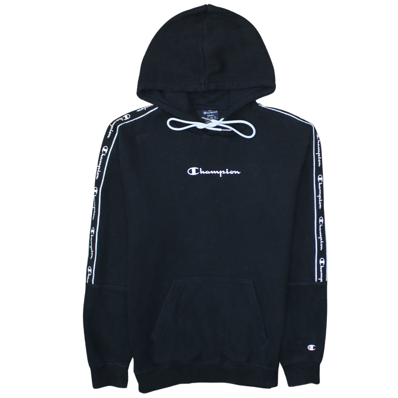 Champion Men's Black Small Pullover Hoodie with Logo Trim