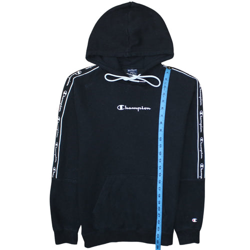 Champion Men's Black Small Pullover Hoodie with Logo Trim