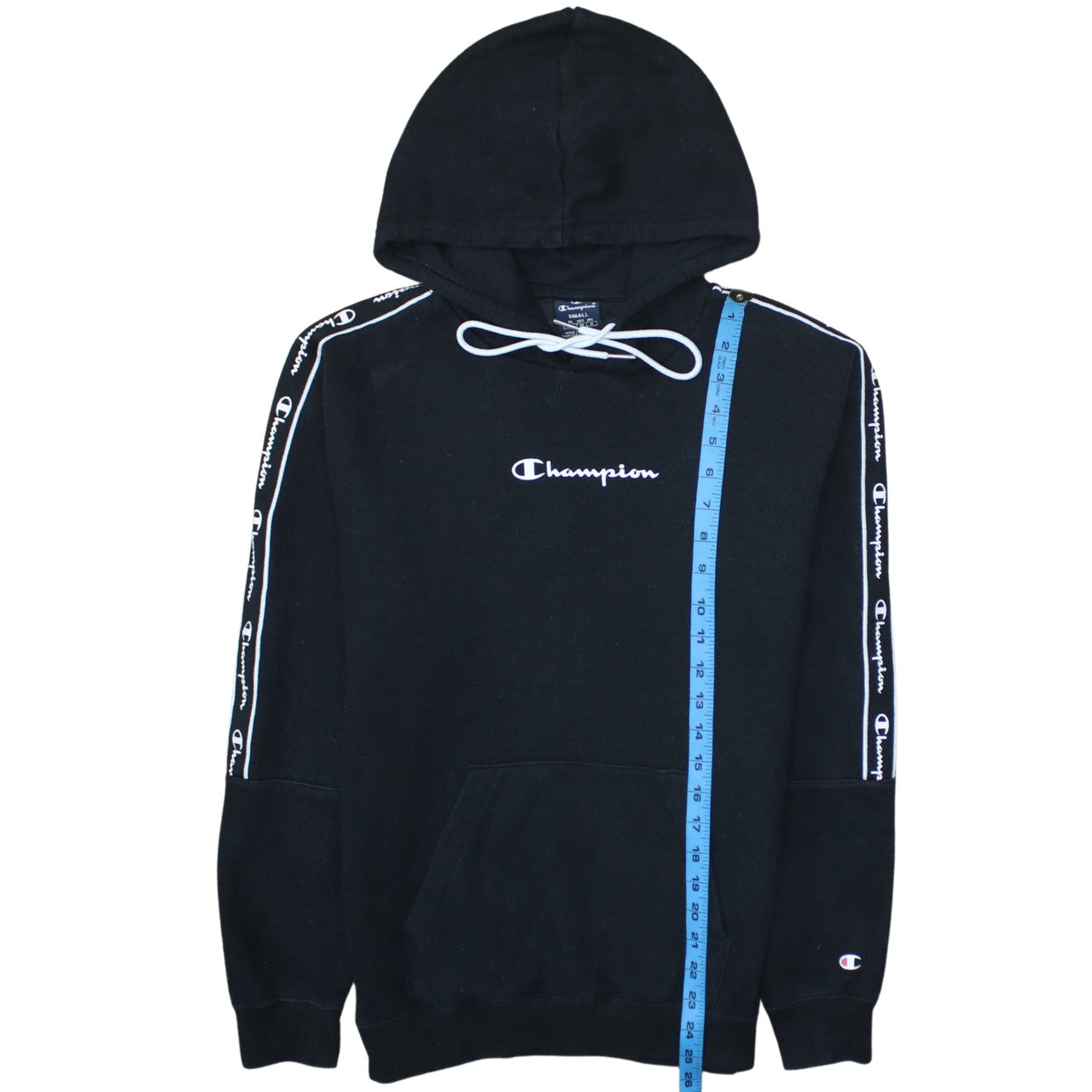 Champion Men's Black Small Pullover Hoodie with Logo Trim