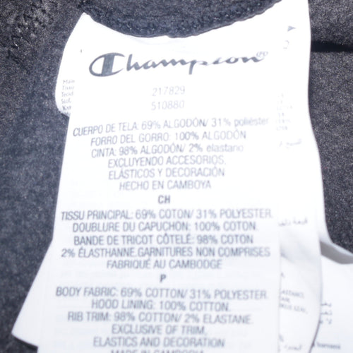 Champion Men's Black Small Pullover Hoodie with Logo Trim
