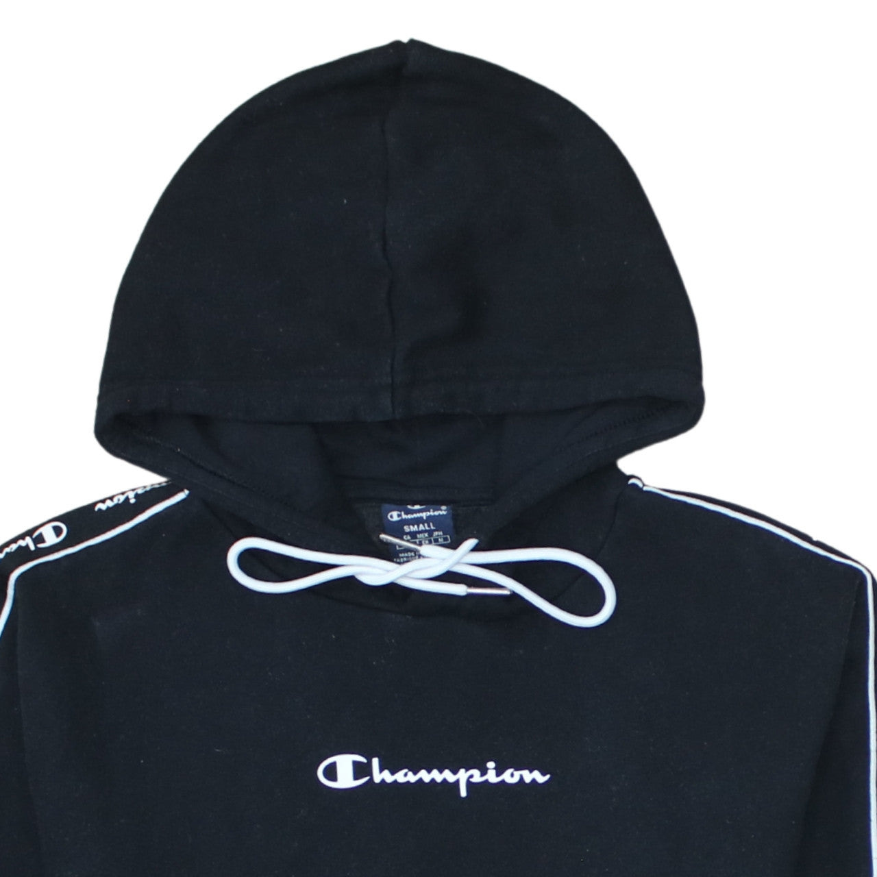 Champion Men's Black Small Pullover Hoodie with Logo Trim