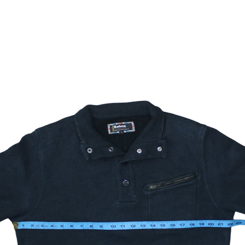 Barbour Men's Blue Henley Sweatshirt L Fleece Cotton Blend