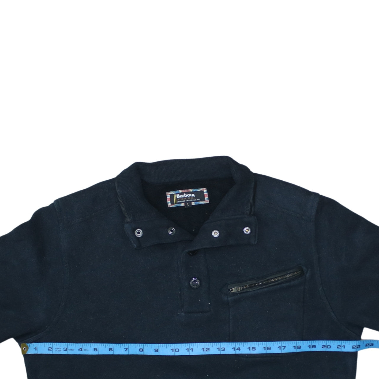 Barbour Men's Blue Henley Sweatshirt L Fleece Cotton Blend