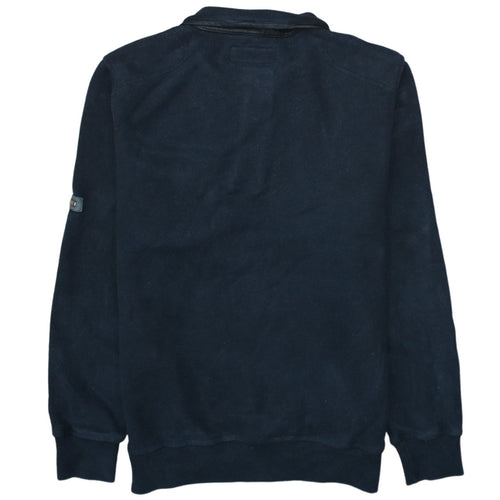Barbour Men's Blue Henley Sweatshirt L Fleece Cotton Blend