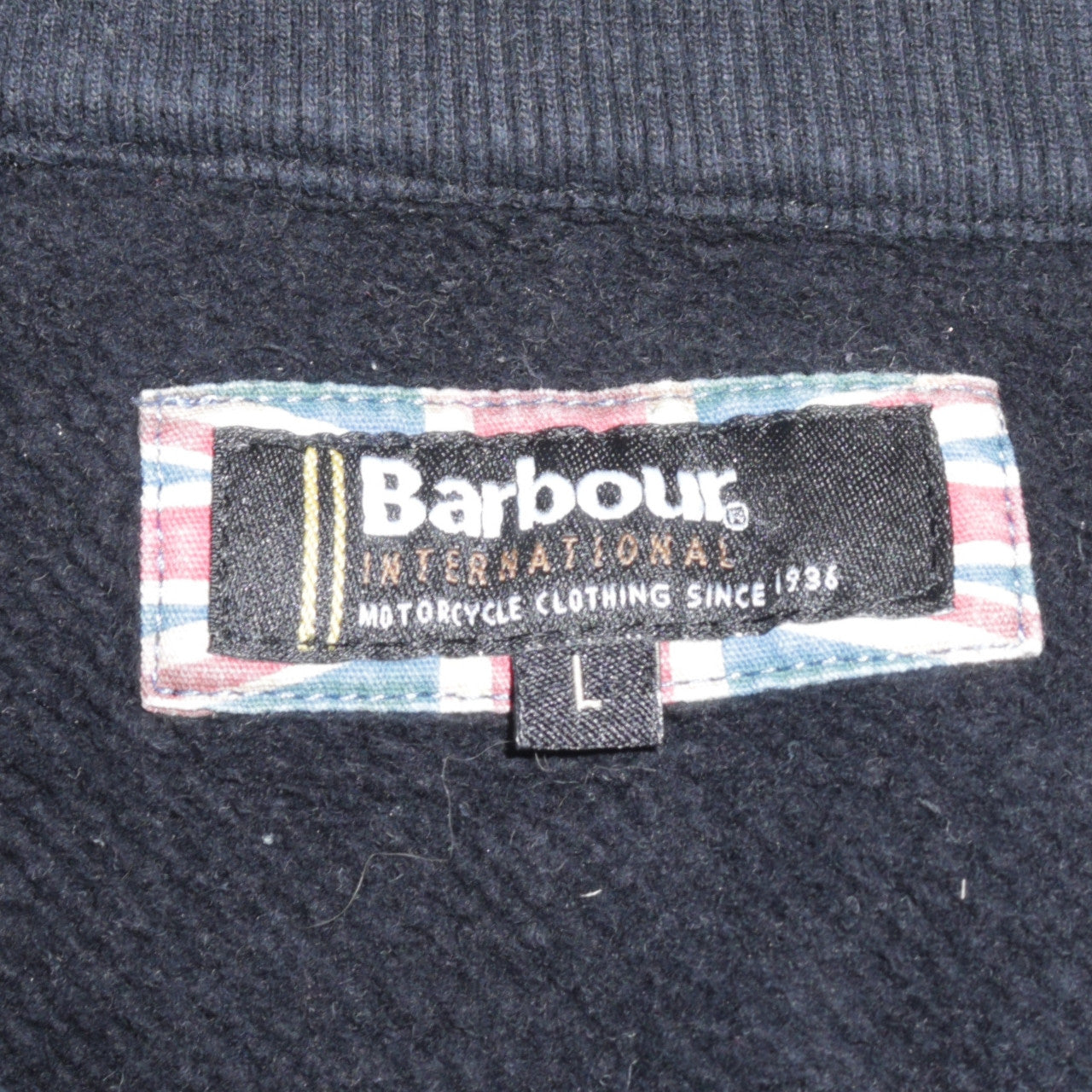Barbour Men's Blue Henley Sweatshirt L Fleece Cotton Blend