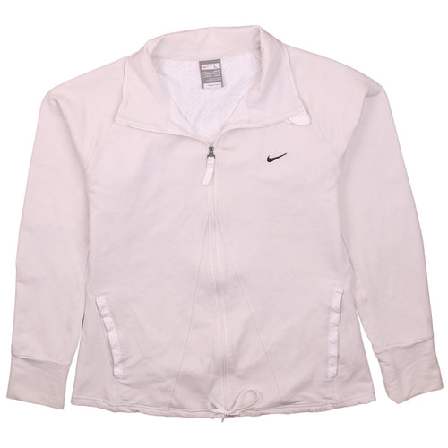 Nike Women White L Track Jacket Full Zip Lightweight Activewear Top