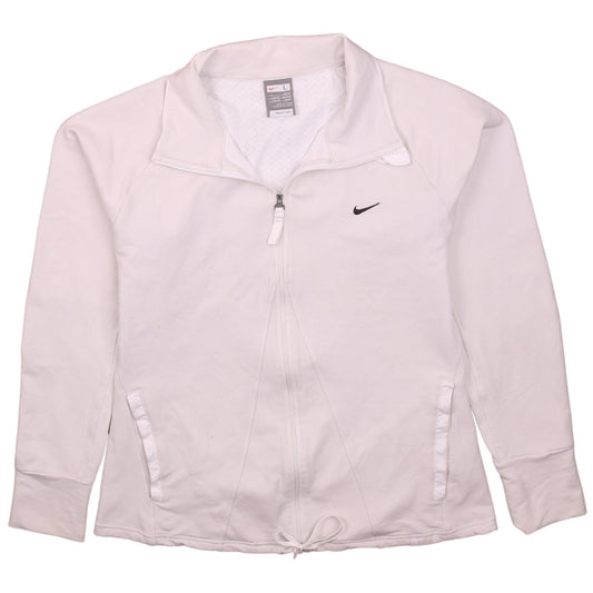 Nike Women White L Track Jacket Full Zip Lightweight Activewear Top