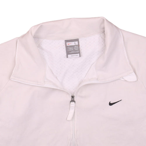 Nike Women White L Track Jacket Full Zip Lightweight Activewear Top
