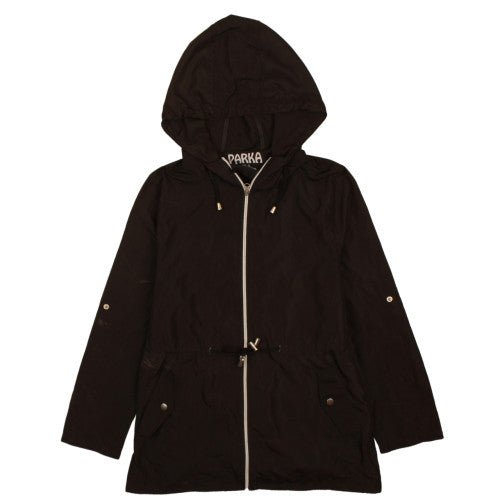 Parka In A Pocket Men’s Black Hooded Lightweight Water Resistant Parka Jacket Small