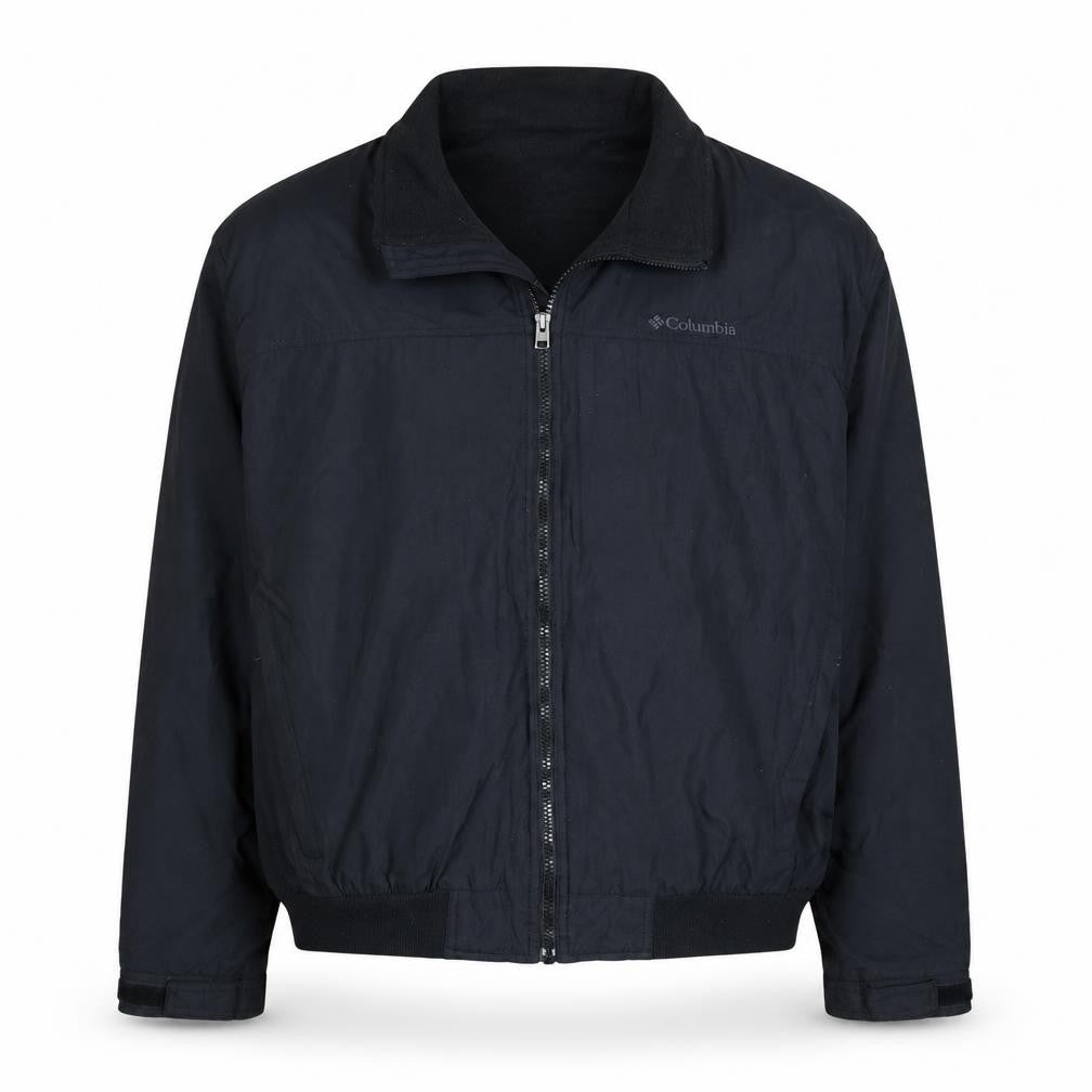 Front view of Columbia Men's Black XL Full Zip Lightweight Bomber Jacket