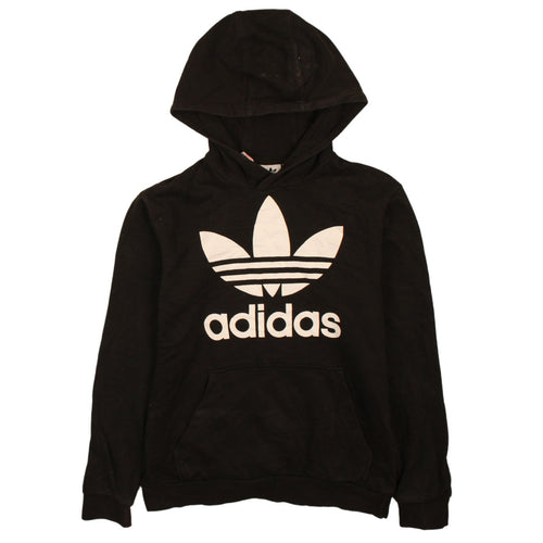 Adidas Boys Black Pullover Hoodie 13-14 Years Logo Graphic Sweatshirt