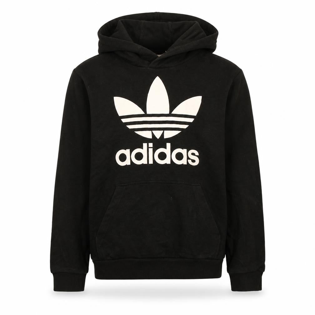 Adidas Boys Black Pullover Hoodie 13-14 Years Logo Graphic Sweatshirt
