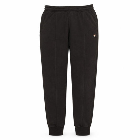 Front view of Champion men’s black jogger trousers l fleece activewear