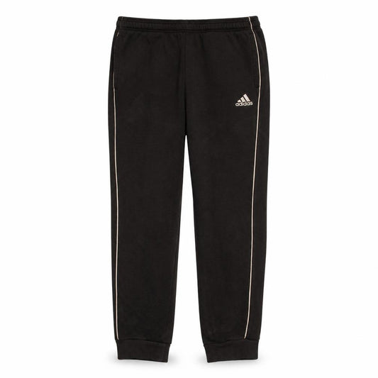 Front view of Adidas Men's Black Track Pants L Fleece Side Stripe Activewear Trousers