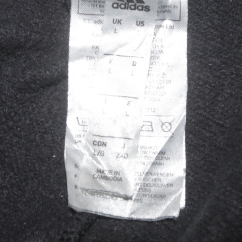 Adidas Men's Black Track Pants L Fleece Side Stripe Activewear Trousers