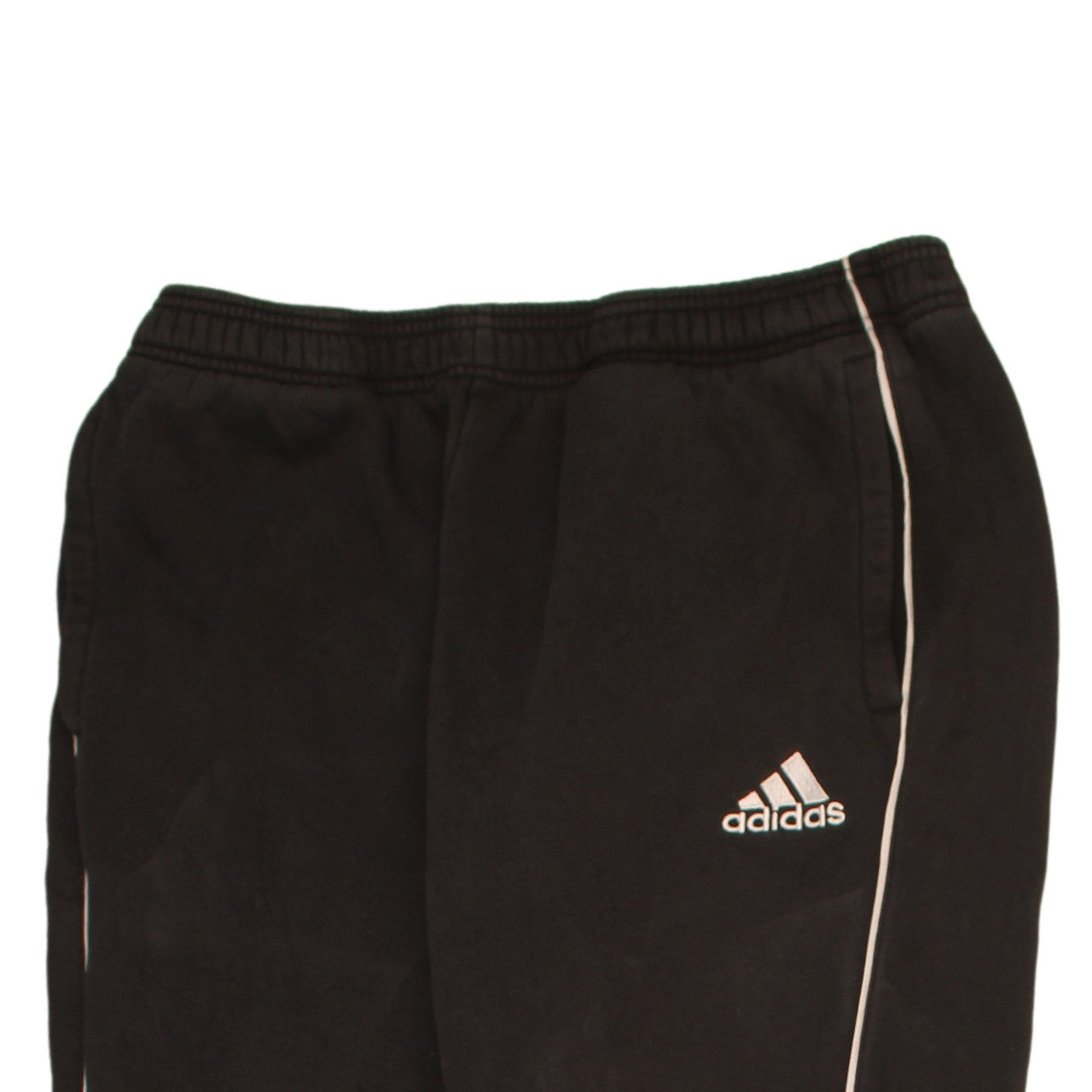 Adidas Men's Black Track Pants L Fleece Side Stripe Activewear Trousers
