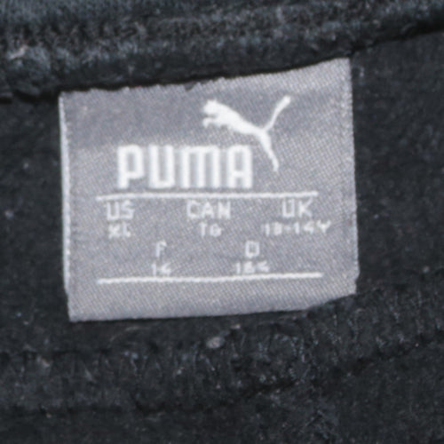 Puma Boys Black Jogger Sweatpants 13-14 Years Fleece Tapered Fit