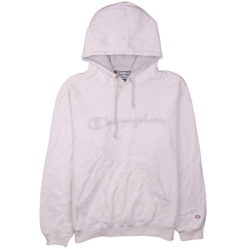 Champion Men's White Pullover Hoodie Medium Embroidered Logo