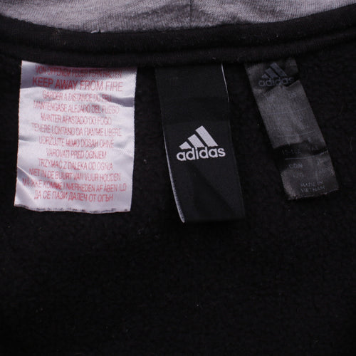 Adidas Boys Black Full Zip Hoodie 13-14 Years Sportswear Logo Print