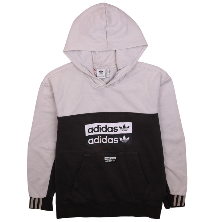 Adidas Boys Black & Grey Pullover Hoodie 13-14 Years Colourblock Logo
