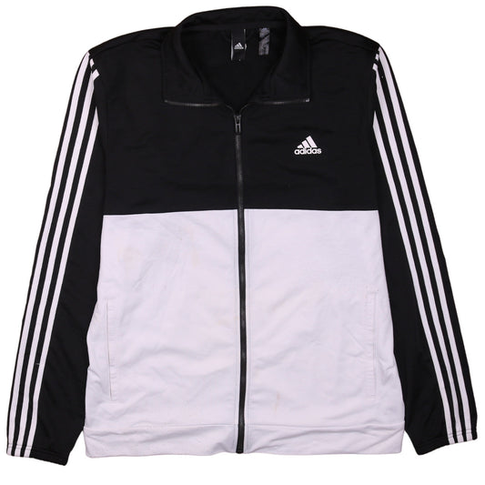 Adidas Men's Black & White Track Jacket Size L Colourblock Zip Top