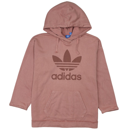 Adidas Womens Pink Hooded Pullover Hoodie Size 10 Cotton Logo Print