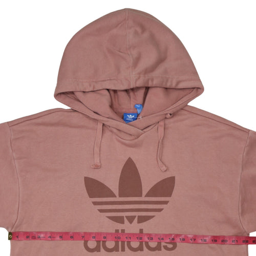 Adidas Womens Pink Hooded Pullover Hoodie Size 10 Cotton Logo Print