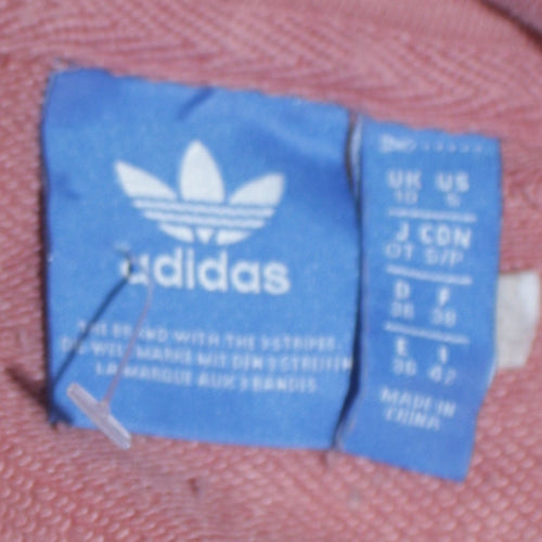 Adidas Womens Pink Hooded Pullover Hoodie Size 10 Cotton Logo Print