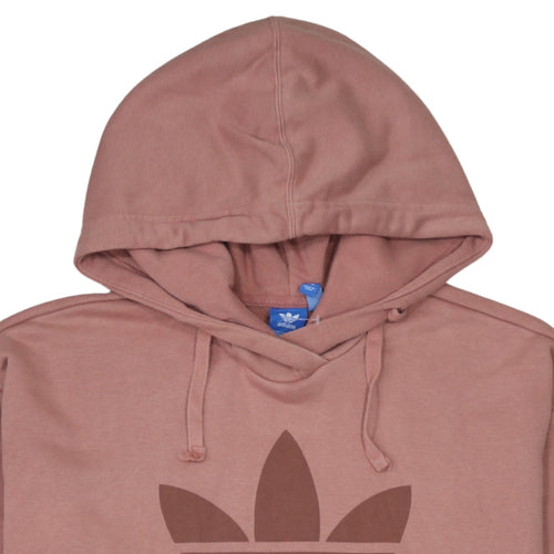 Adidas Womens Pink Hooded Pullover Hoodie Size 10 Cotton Logo Print