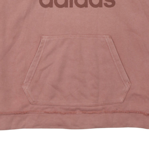 Adidas Womens Pink Hooded Pullover Hoodie Size 10 Cotton Logo Print