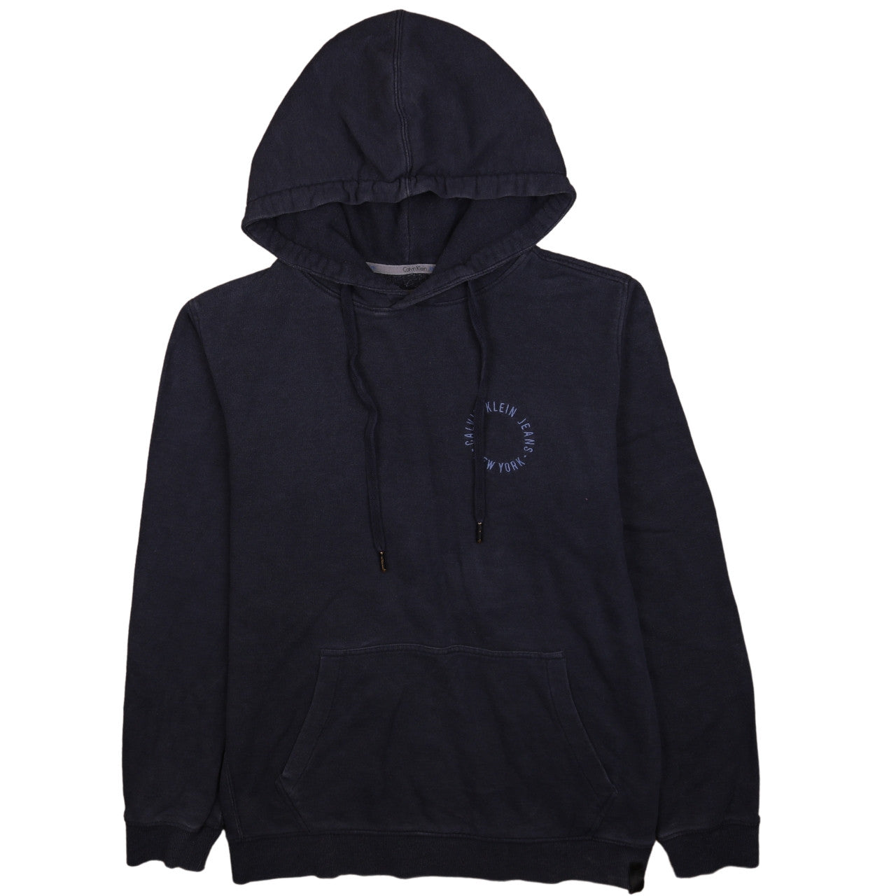 Calvin Klein Jeans Mens Blue Pullover Hoodie Size S Logo Fleece