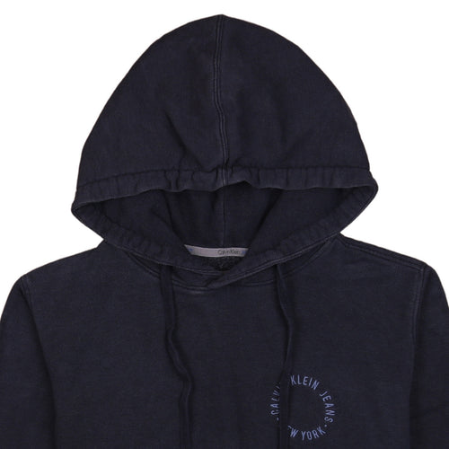 Calvin Klein Jeans Mens Blue Pullover Hoodie Size S Logo Fleece