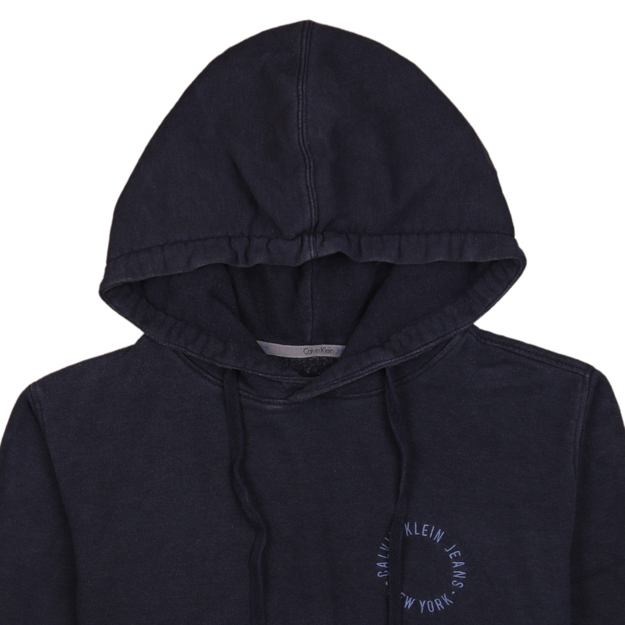 Calvin Klein Jeans Mens Blue Pullover Hoodie Size S Logo Fleece