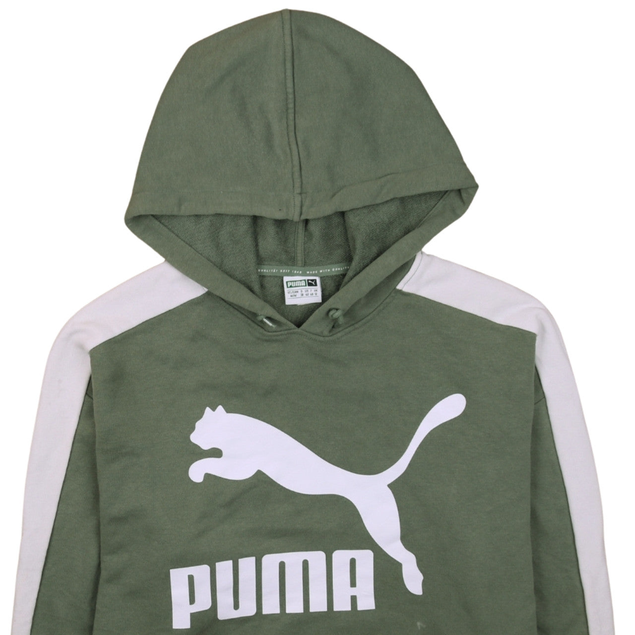 Puma Women's Green White Pullover Hoodie Size 12 Logo Print