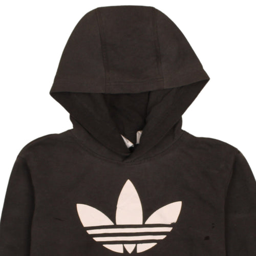 Adidas Boys Black Hoodie 11-12 Years Regular Fit Pullover Fleece