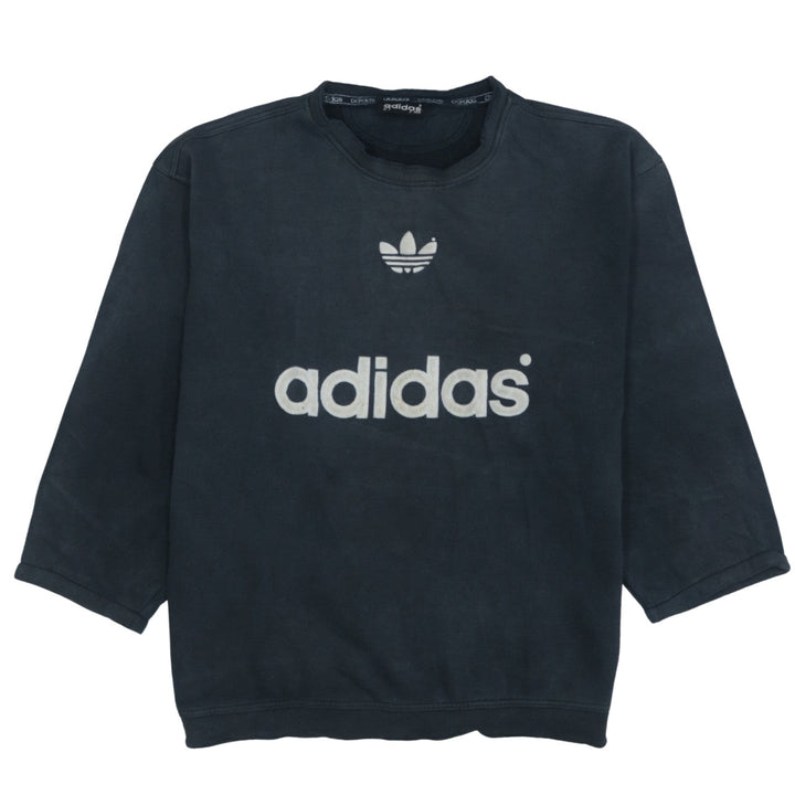 Adidas Men's Black 3/4 Sleeve Crew Neck Vintage Logo Sweatshirt L